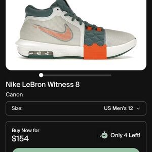 Nike LeBron Witness 8 in Gray and Orange brand new
